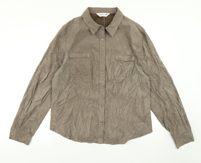 Womens UK Size 18 Jumper Brown Basic Button-Up