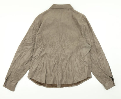 Womens UK Size 18 Jumper Brown Basic Button-Up