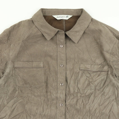 Womens UK Size 18 Jumper Brown Basic Button-Up