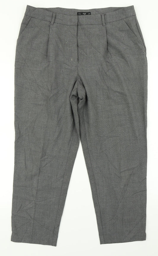 F&F Womens Grey   Dress Pants Trousers Size 16 L24 in