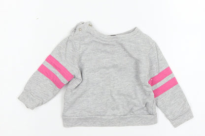 Very Girls Grey Striped Jersey Pullover Jumper Size 9-12 Months  - Best Sister
