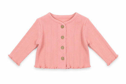 Front view of George girls’ pink jersey cardigan jumper one size