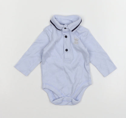 Nutmeg Boys Blue Colourblock Jersey Babygrow One-Piece Size Newborn