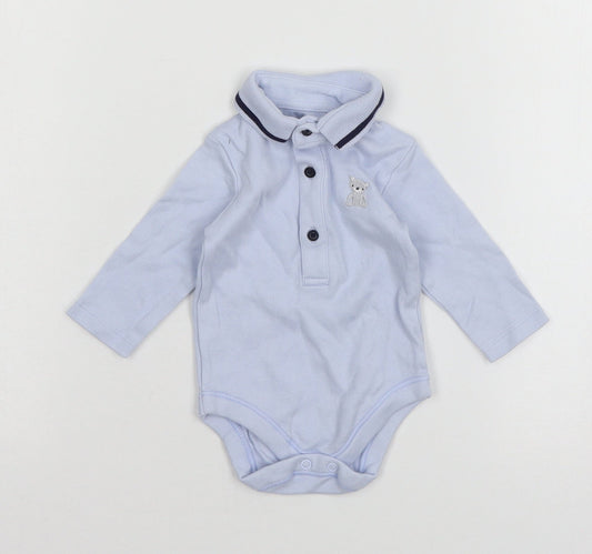 Nutmeg Boys Blue Colourblock Jersey Babygrow One-Piece Size Newborn