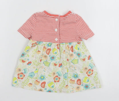 Waitrose Girls Multicoloured Striped Jersey Fit & Flare  Size 0-3 Months  - Floral