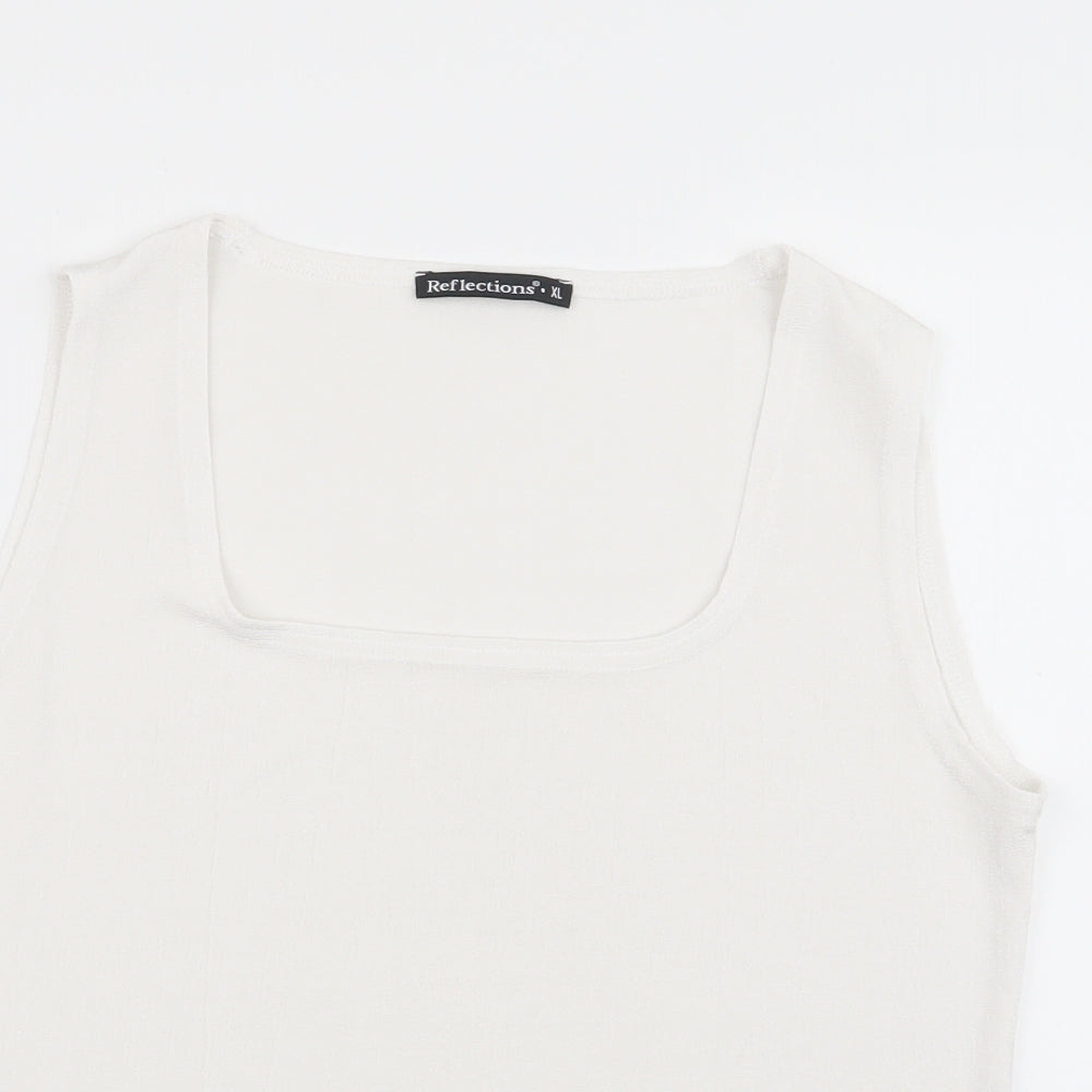 Womens UK Size XL Reflections White Basic Tank