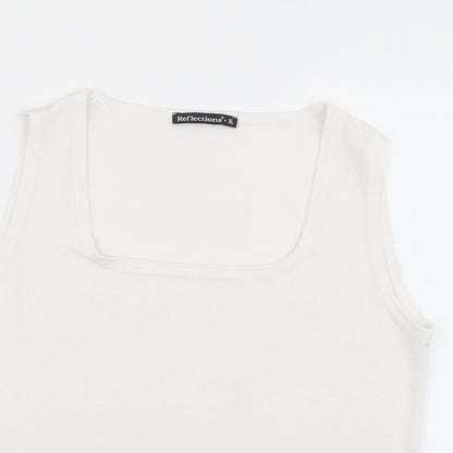 Womens UK Size XL Reflections White Basic Tank