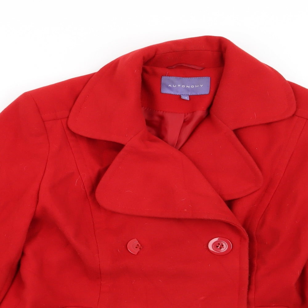 Autonomy Womens Red   Overcoat Coat Size 12
