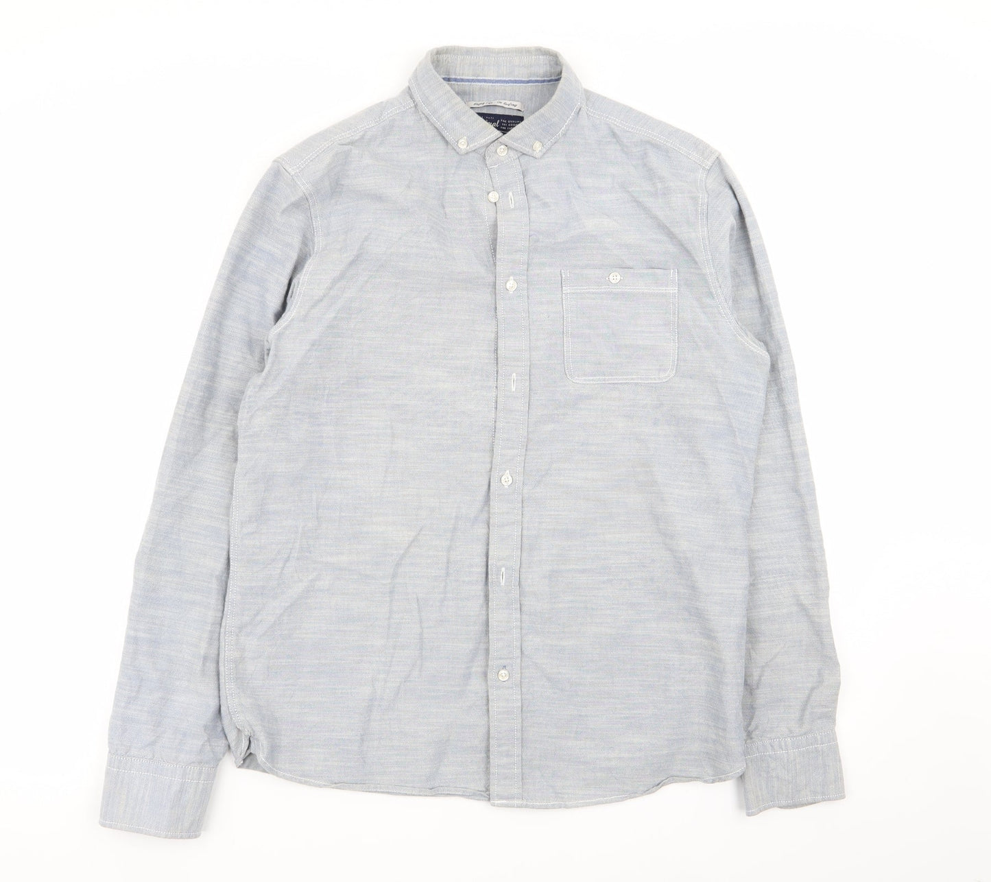 Mens UK Size M Criminal Blue  Button-Up Long Sleeve Casual Shirt