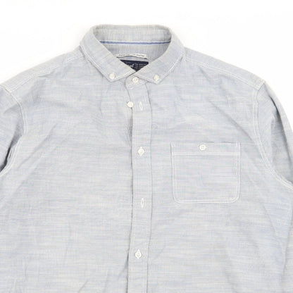 Mens UK Size M Criminal Blue  Button-Up Long Sleeve Casual Shirt