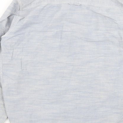 Mens UK Size M Criminal Blue  Button-Up Long Sleeve Casual Shirt