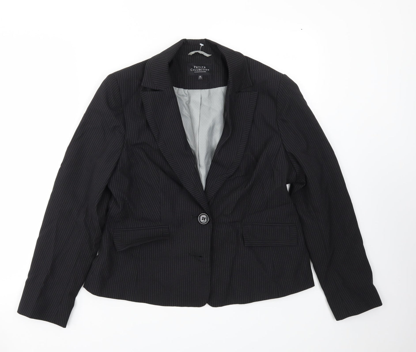 Debenhams Womens Black Striped  Jacket Blazer Size 14