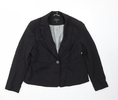 Debenhams Womens Black Striped  Jacket Blazer Size 14
