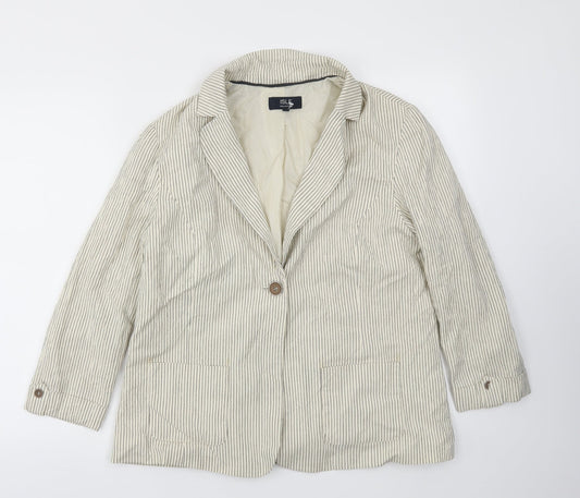 ISLE  Womens Beige Striped  Jacket Blazer Size 14