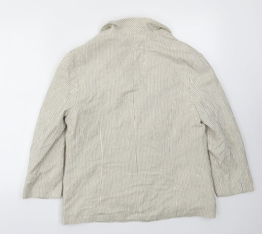 ISLE  Womens Beige Striped  Jacket Blazer Size 14
