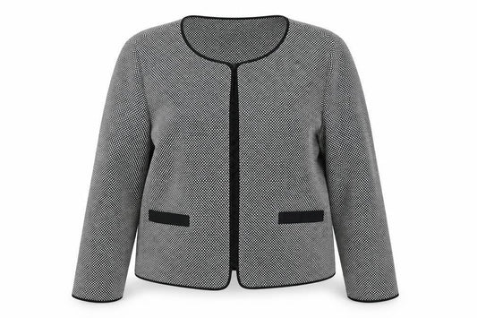 Front view of Miss Selfridge women’s grey jacket blazer, size UK 14