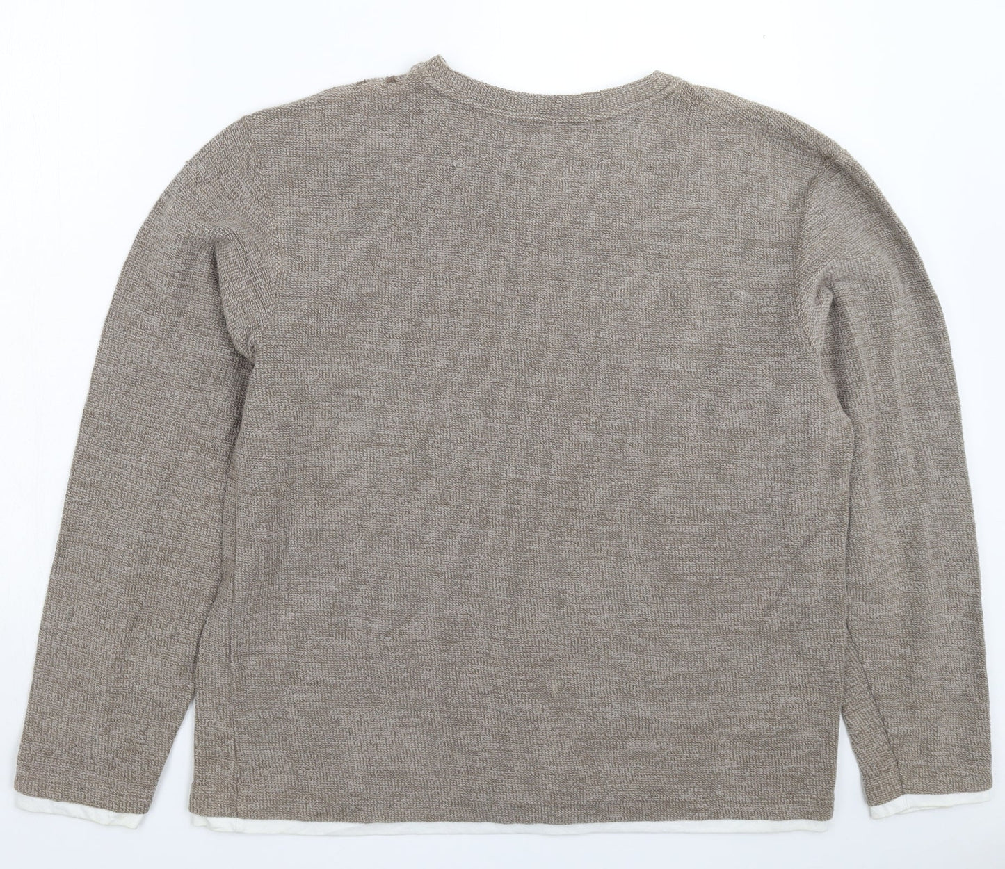 Easy Mens Grey Striped Knit Pullover Jumper Size 2XL