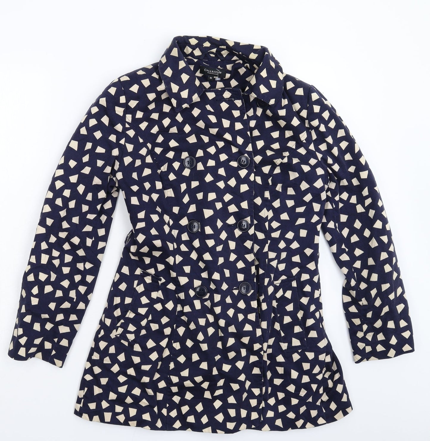 Womens UK Size 10 Debenhams Blue Pea Coat