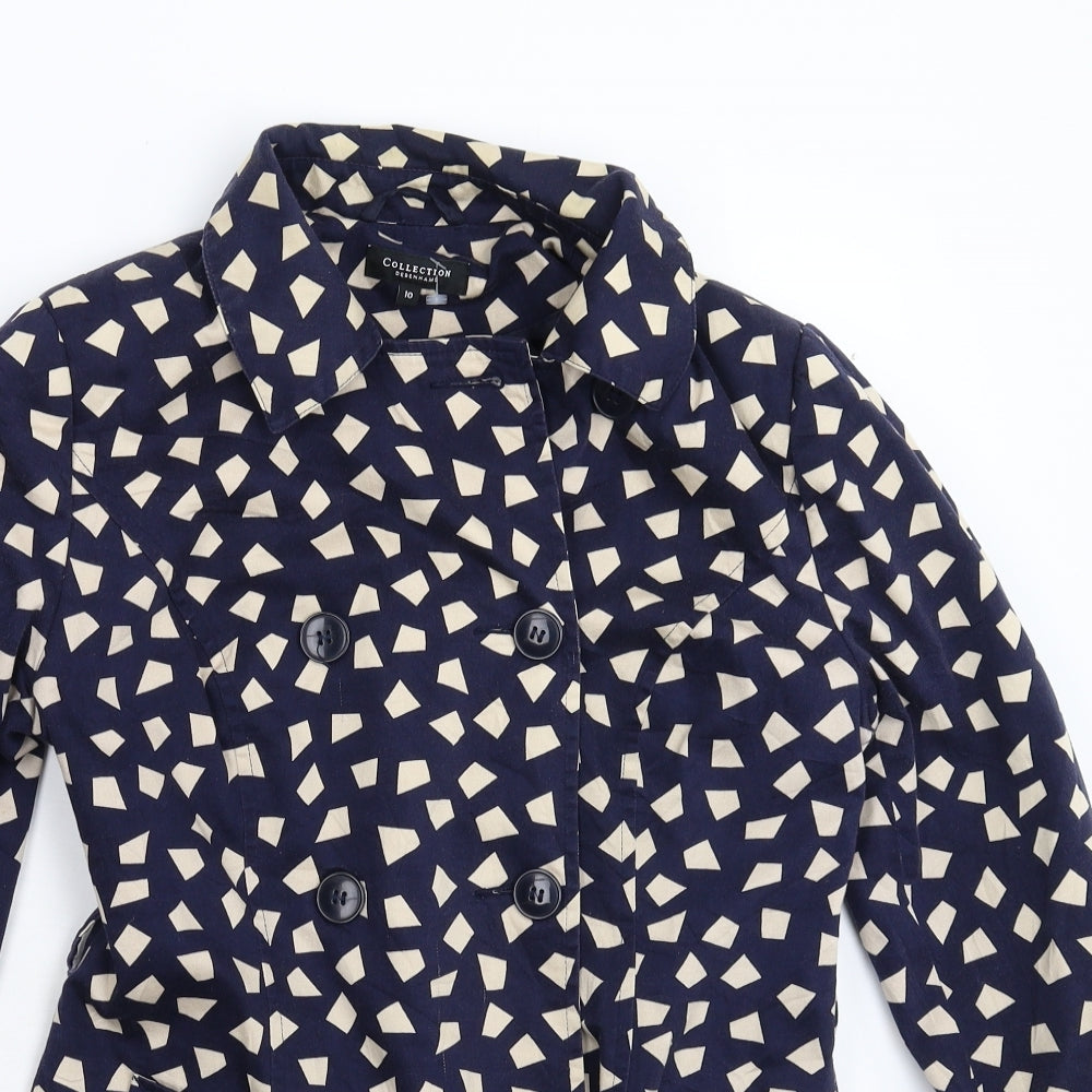 Womens UK Size 10 Debenhams Blue Pea Coat