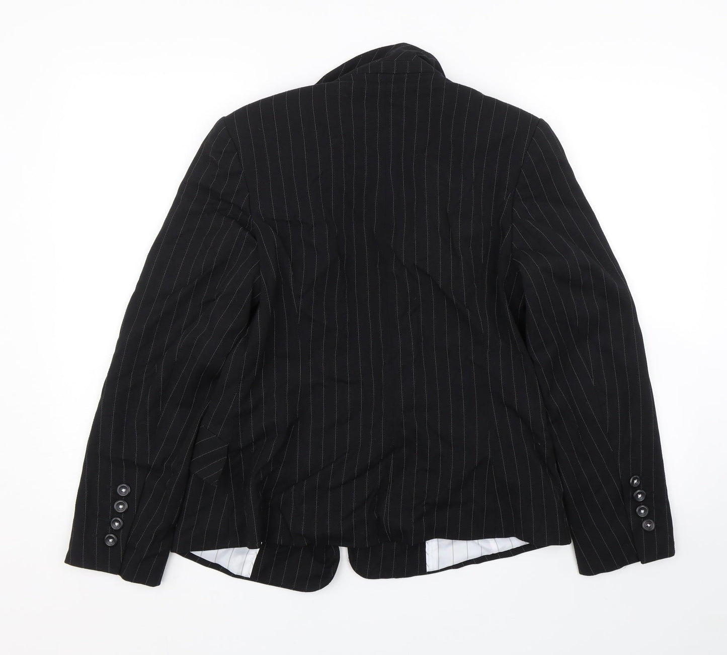M&S Womens Black Striped  Jacket Suit Size 14