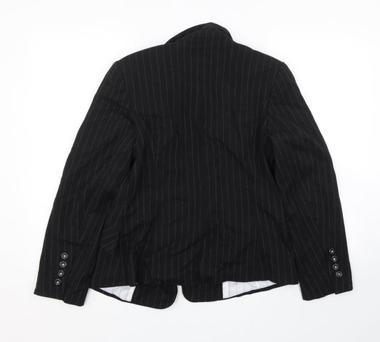 M&S Womens Black Striped  Jacket Suit Size 14