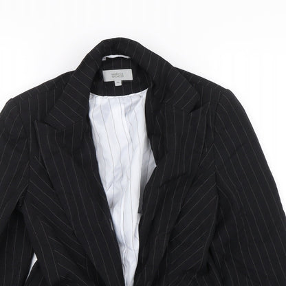 M&S Womens Black Striped  Jacket Suit Size 14