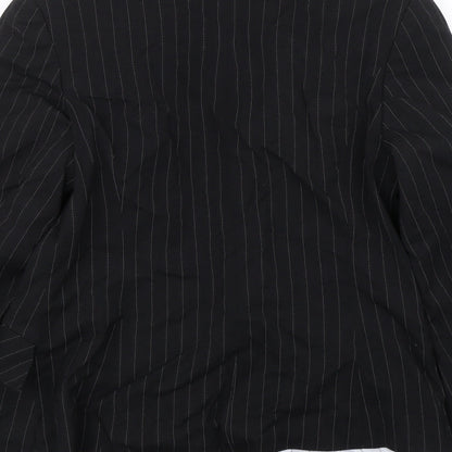 M&S Womens Black Striped  Jacket Suit Size 14
