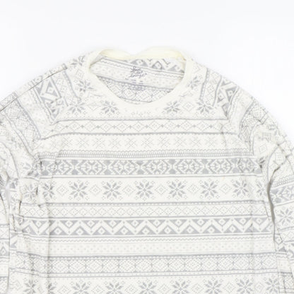Primark Womens White Fair Isle  Top Pyjama Top Size XS