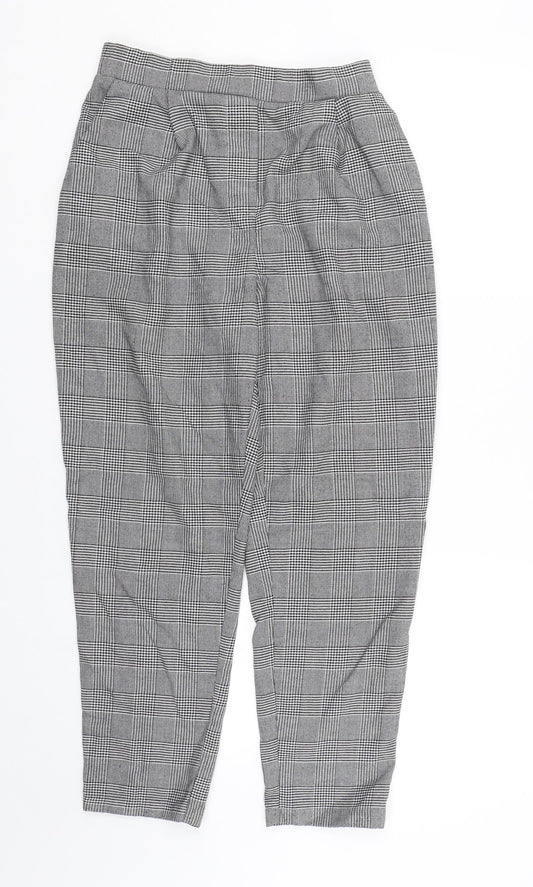 New look  Womens Black Houndstooth  Trousers  Size 10 L23.5 in