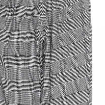 New look  Womens Black Houndstooth  Trousers  Size 10 L23.5 in