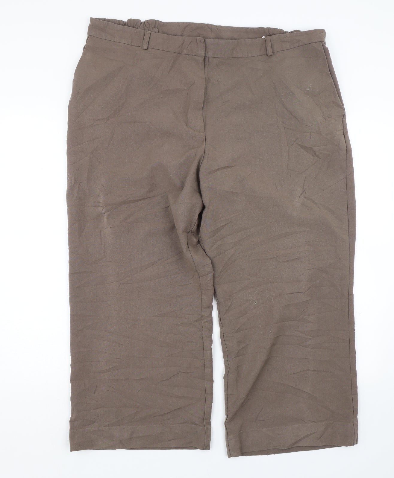 Womens UK Size 20 Essential Collection Regular Fit Cropped Brown Trousers