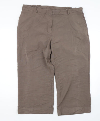 Womens UK Size 20 Essential Collection Regular Fit Cropped Brown Trousers