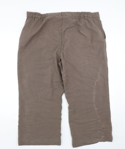 Womens UK Size 20 Essential Collection Regular Fit Cropped Brown Trousers