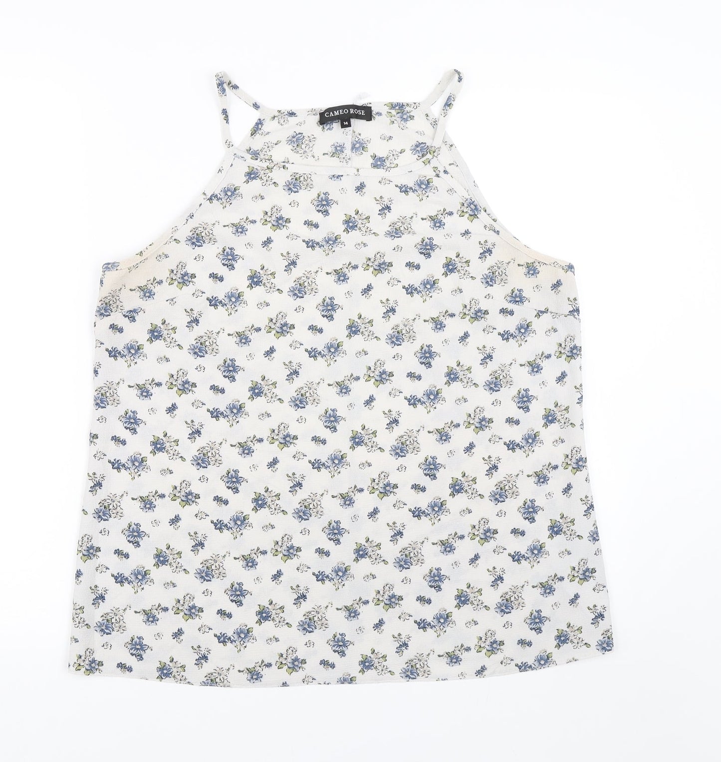 Cameo rose Womens White Floral  Basic Tank Size 14