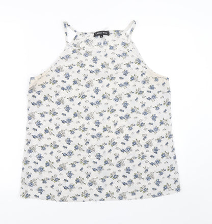 Cameo rose Womens White Floral  Basic Tank Size 14