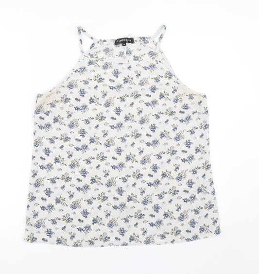 Cameo rose Womens White Floral  Basic Tank Size 14