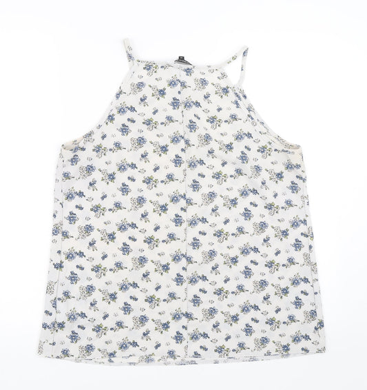 Cameo rose Womens White Floral  Basic Tank Size 14