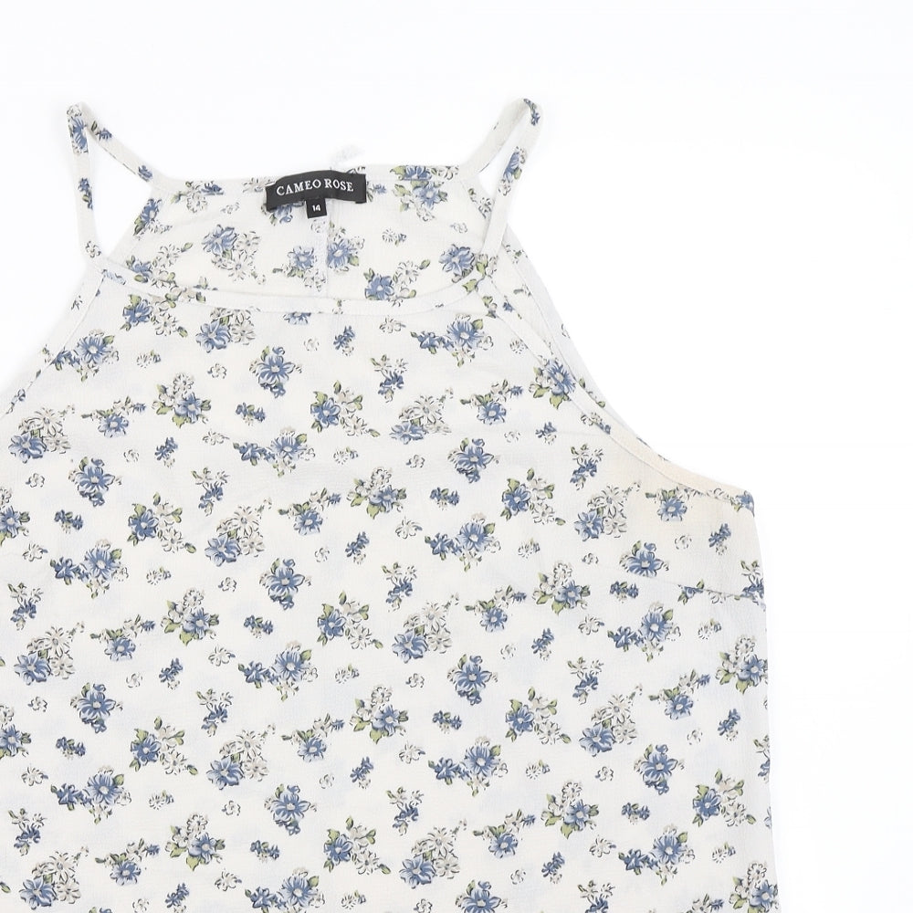 Cameo rose Womens White Floral  Basic Tank Size 14