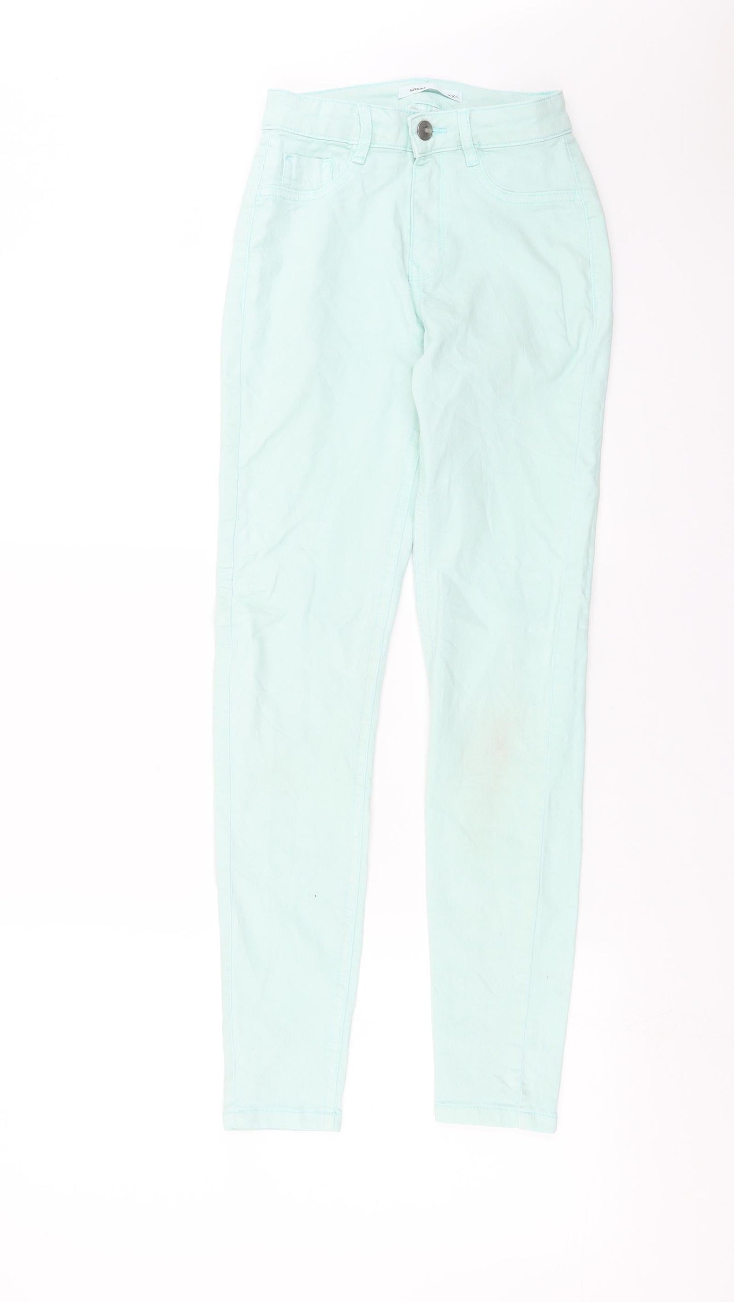 Womens UK Size 2XS SINSAY Extra-Slim Fit Skinny Green Jeans
