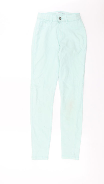 Womens UK Size 2XS SINSAY Extra-Slim Fit Skinny Green Jeans