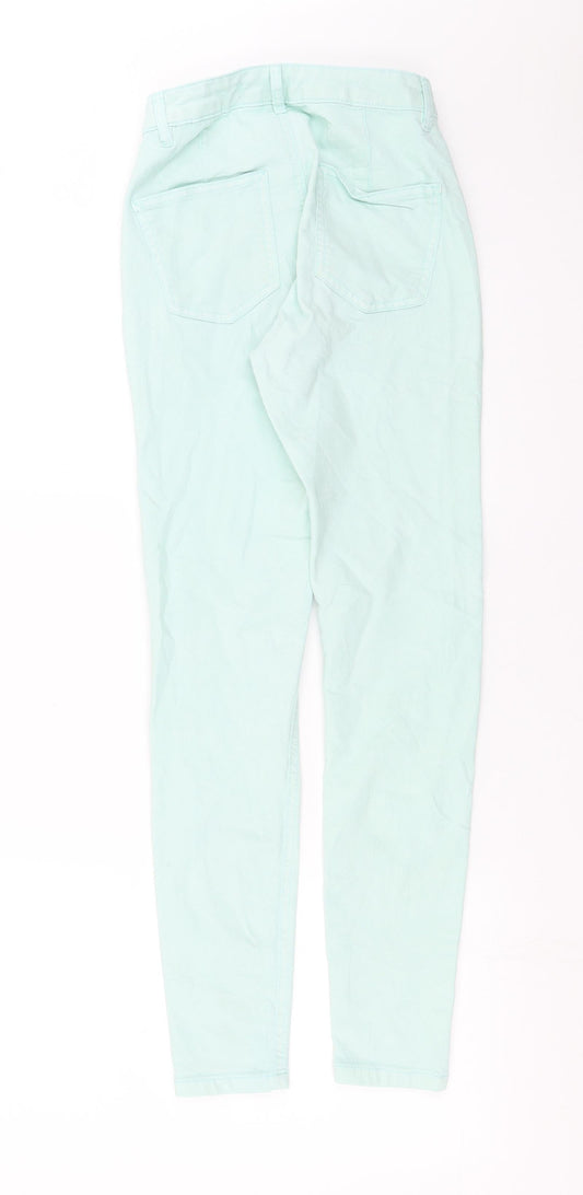Womens UK Size 2XS SINSAY Extra-Slim Fit Skinny Green Jeans