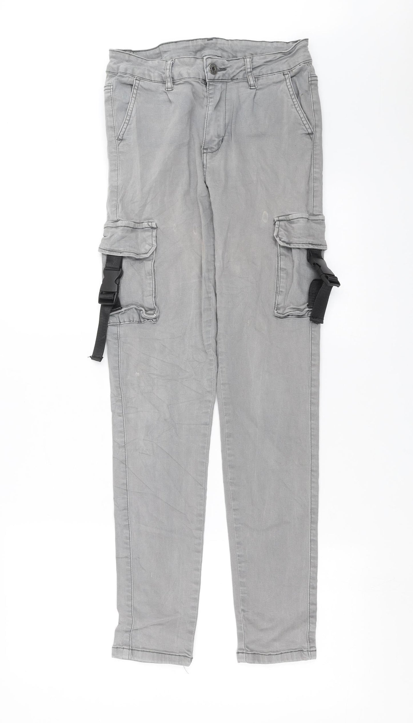 Womens UK Size L Preworn Slim Fit Capri Grey Jeans