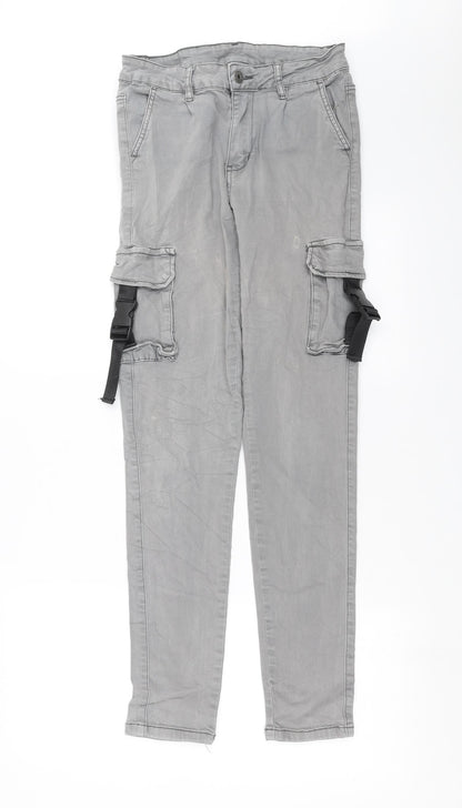 Womens UK Size L Preworn Slim Fit Capri Grey Jeans