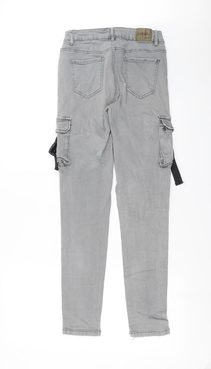 Womens UK Size L Preworn Slim Fit Capri Grey Jeans