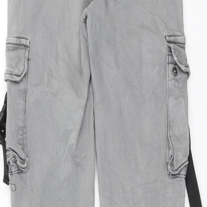 Womens UK Size L Preworn Slim Fit Capri Grey Jeans