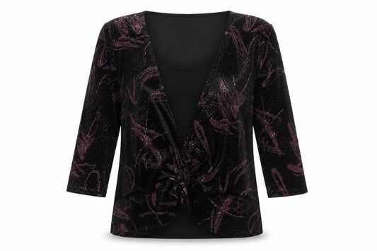Bonmarché Womens Black Geometric  Basic Blouse Size 12  - Twist front