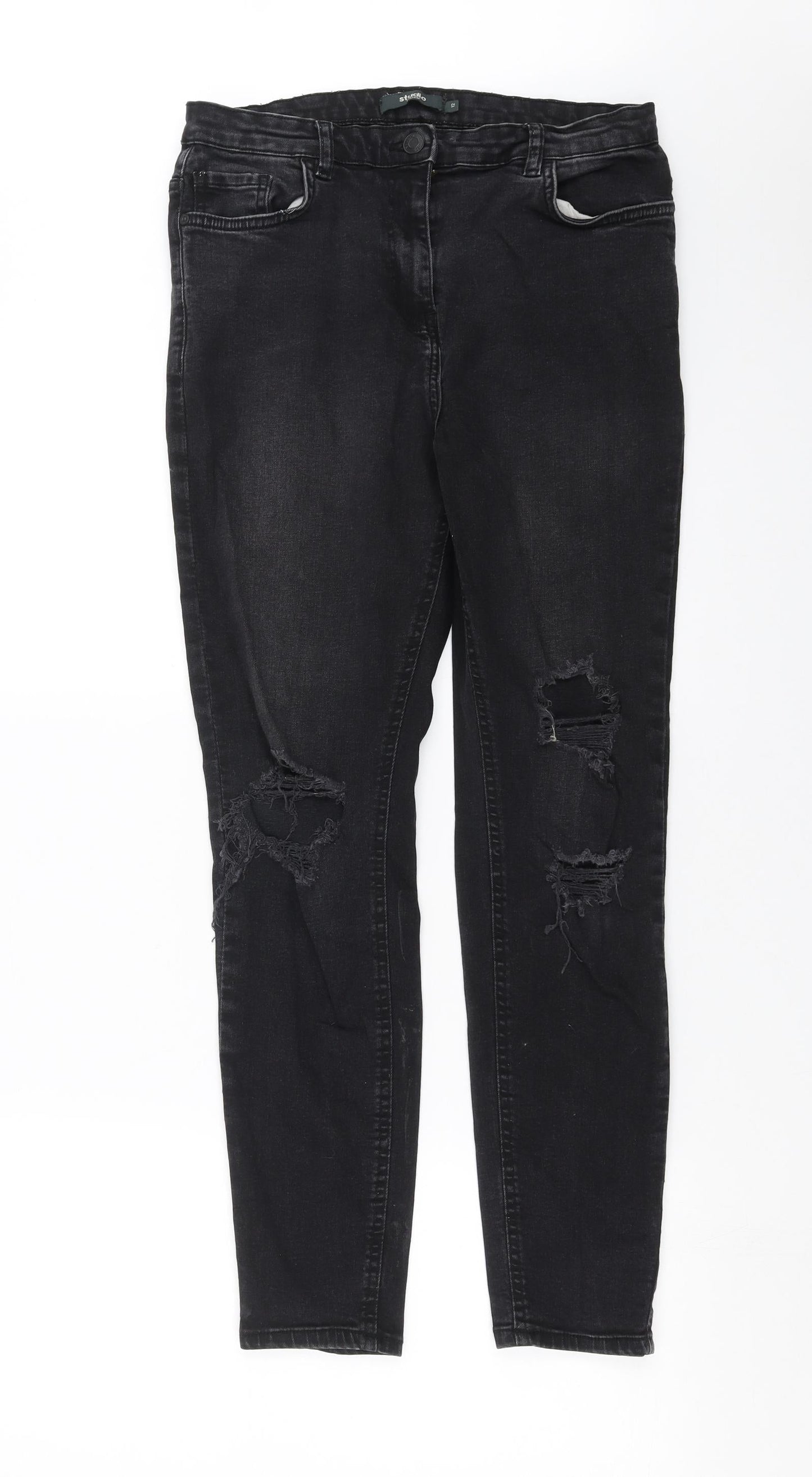 Womens UK Size 12 Studio Denim Extra-Slim Fit Skinny Black Jeans
