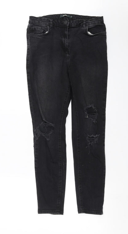 Womens UK Size 12 Studio Denim Extra-Slim Fit Skinny Black Jeans