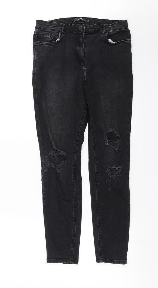 Womens UK Size 12 Studio Denim Extra-Slim Fit Skinny Black Jeans