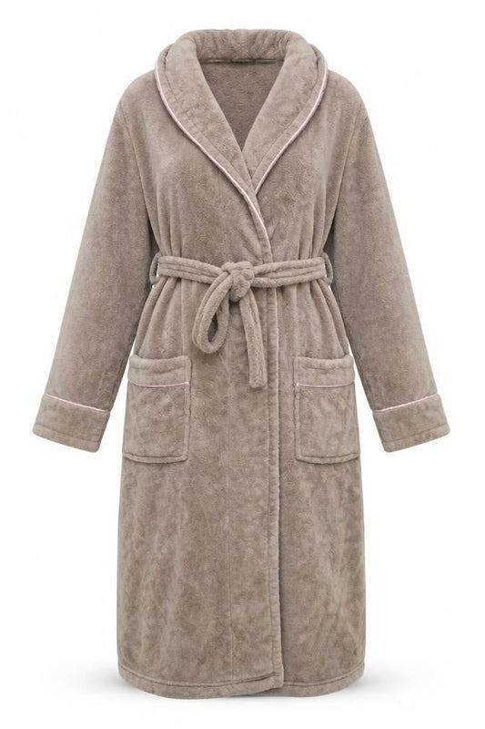Love To Lounge Womens Brown Solid  Kimono Gown Size 6